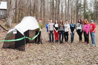 Grade 9 Science students visiting the Malaise trap